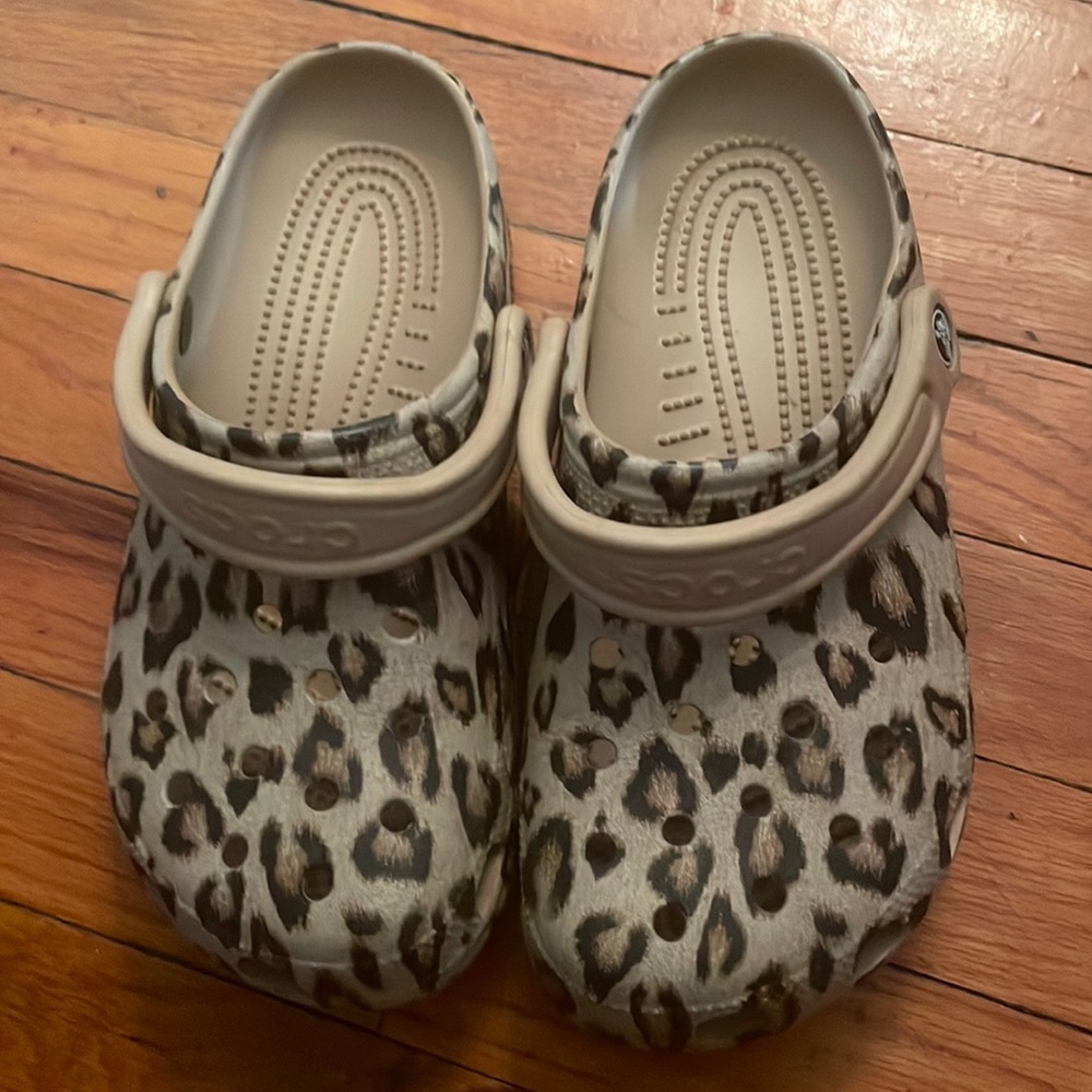 Leopard print crocs